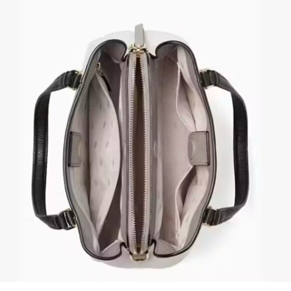 Kate Spade Jackson Medium Triple Compartment Satchel Gray Optic White Black - Picture 3 of 12